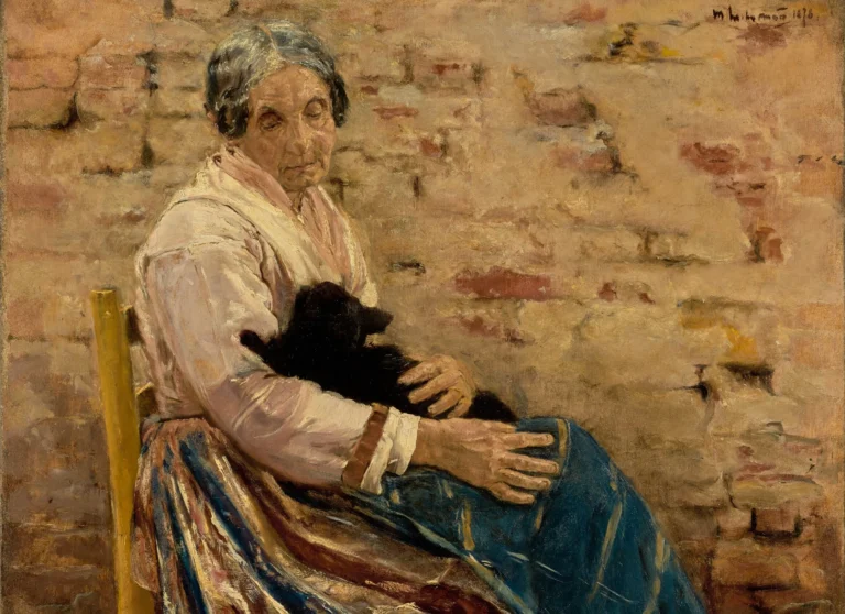 Pintura Mujer con gato