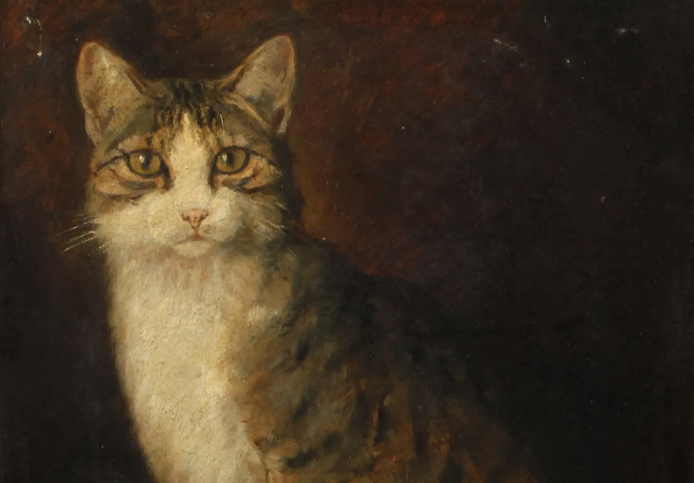 Detalle de pintura "Retrato de un gato" de Wilhelm Gräbhein