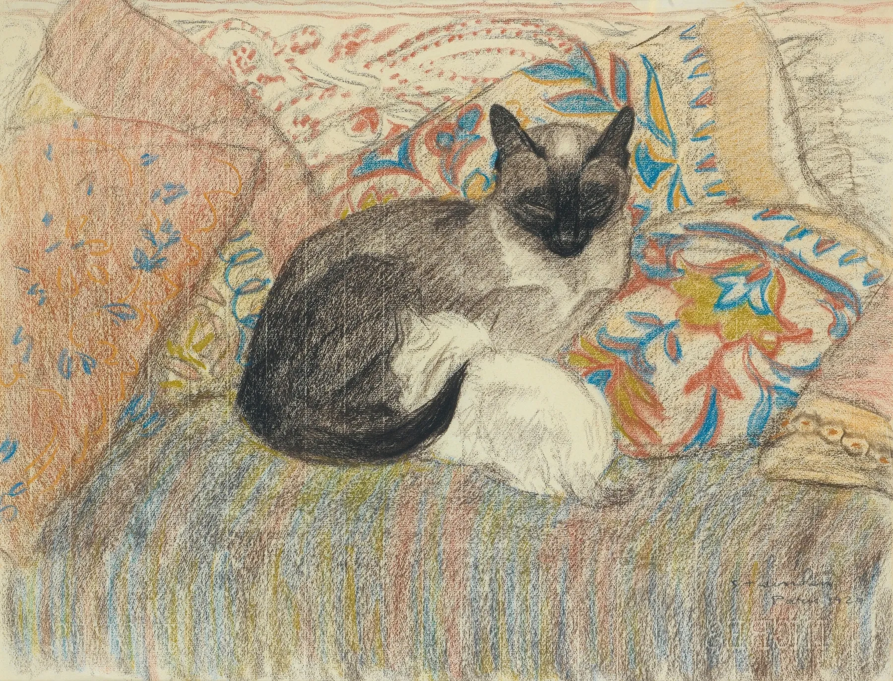 Dibujo "Gata con su gatito" de Théophile Alexandre Steinlen